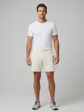 On Running Cloud Open Club Shorts Men's XXL Cream Off-White Organic Cotton Blend